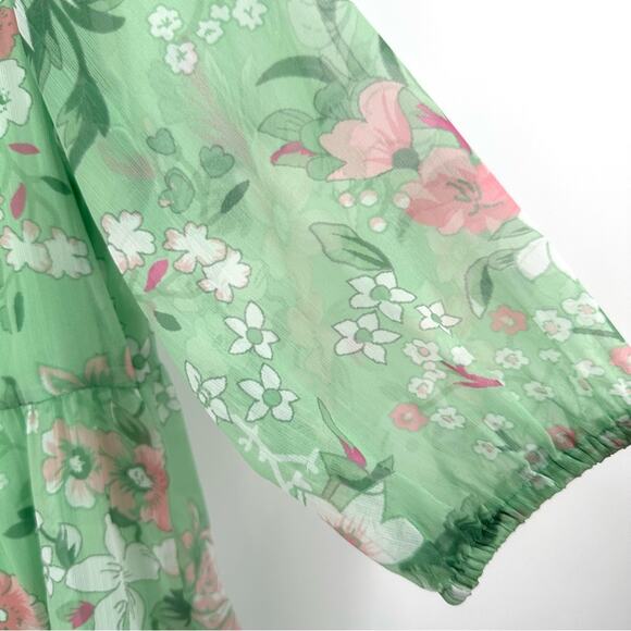 AND Girls Floral Tiered Trapeze Dress in green Size 9-10 yrs - Picture 4 of 7